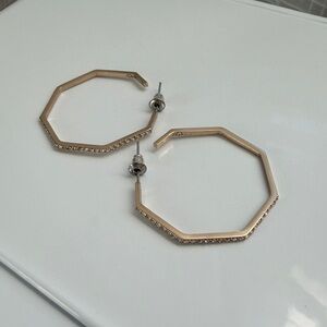 Glam Hexagon Gold Hoop Earrings